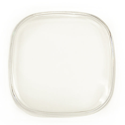 A clear, square-shaped eyeglass lens with rounded edges, similar to the Baja Designs Squadron Rock Guard - Clear, showcased against a plain white background.